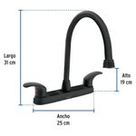 Grifo Mezclador para Lavatrastos Cuello Largo Tipo Palanca 8 Plg Negro