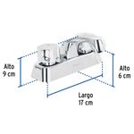 Grifo Mezclador para Lavamanos Corto Pomo Hexagonal 4 Plg Cromo