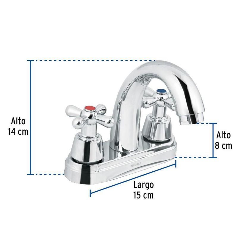 Grifo Mezclador para Lavamanos Curvo Pomo Tipo Cruz 4 Plg Cromo