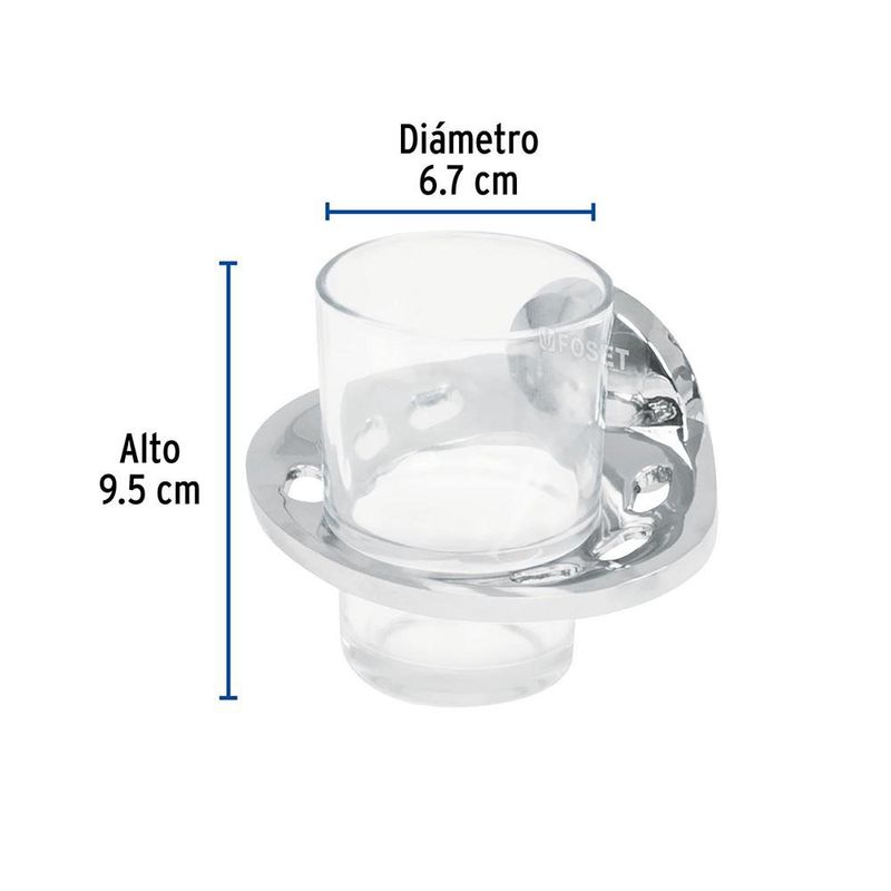 Portavaso Cepillero con Vaso Cromado Aqua