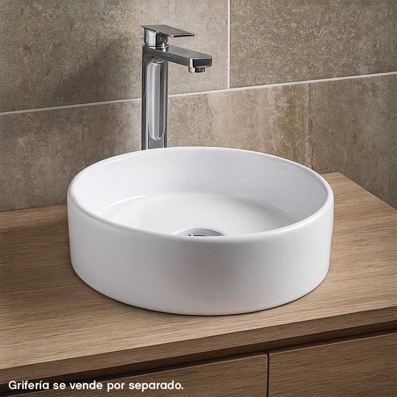 Lavamanos de Sobreponer Redondo Modelo Toscano Color Blanco