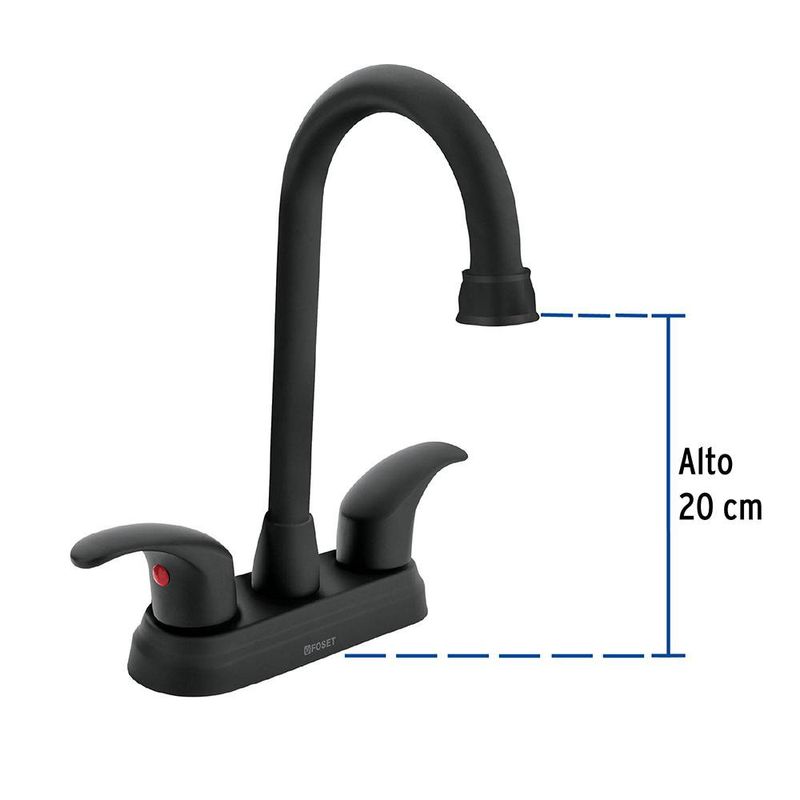 Grifo Mezclador para Lavamanos Cuello Estilo Bar 4 Plg Negro Mate