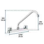 Grifo Mezclador para Lavatrastos Largo 8 Plg Latón Cromado