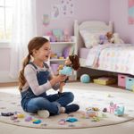 Muñeca Fashion con Abrigo Azul y Falda de Lentejuelas 14 Plg