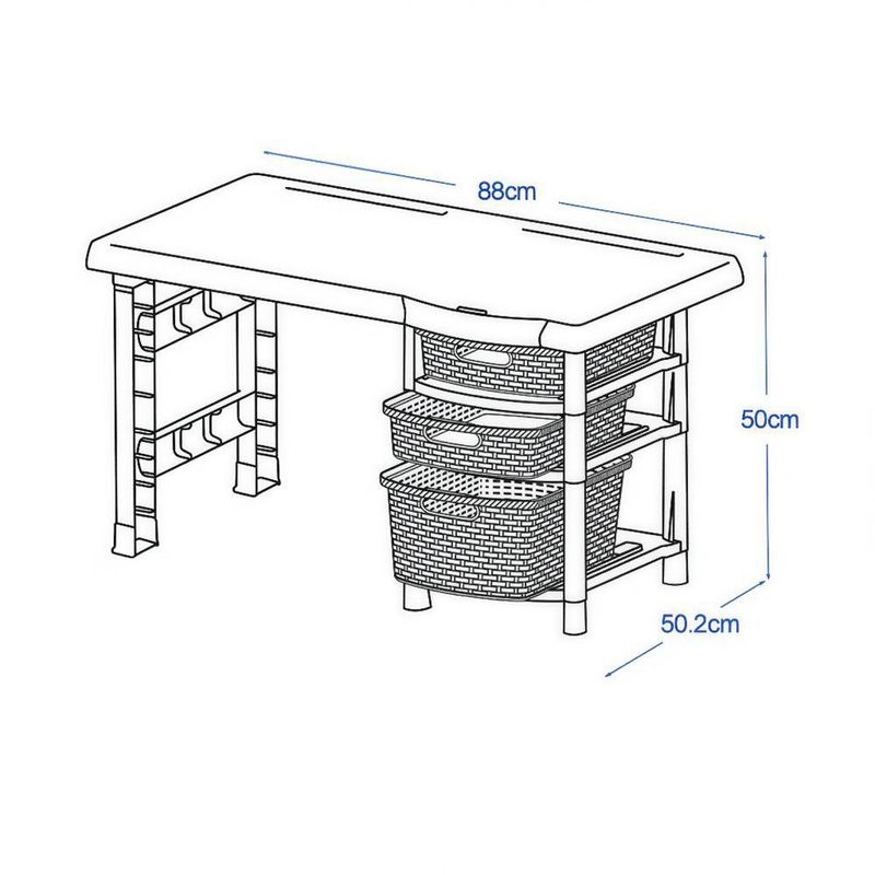 Escritorio Infantil Compacto con Cestas Multicolor