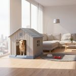 Casa para Perro Grande Plástico Azul y Gris