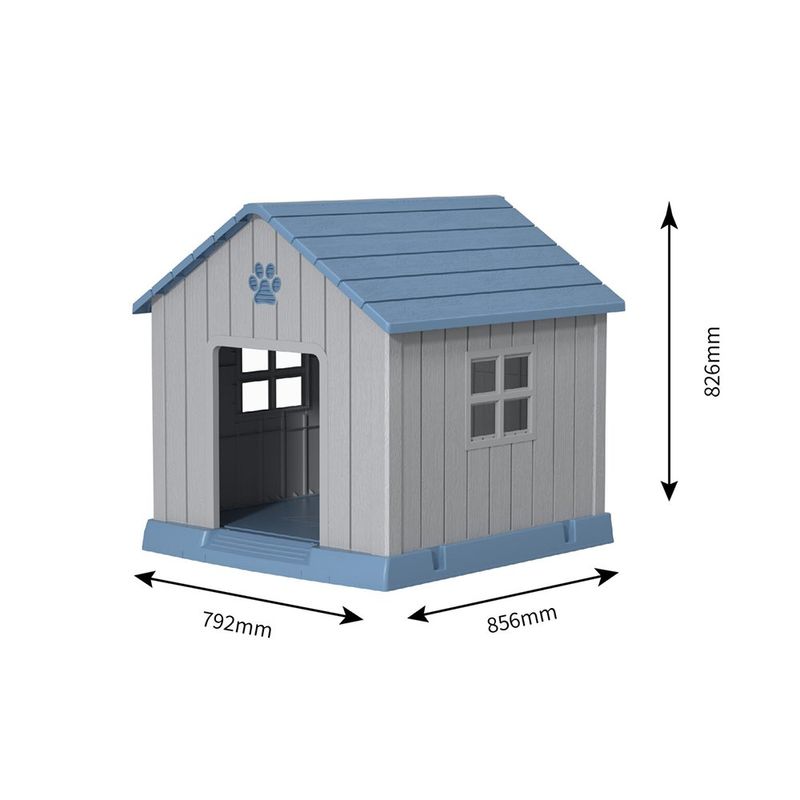 Casa para Perro Grande Plástico Azul y Gris