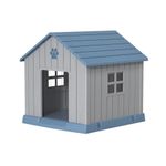 Casa para Perro Grande Plástico Azul y Gris