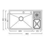Lavatrastos de Acero Inoxidable 1 Fosa con Accesorios 3062R