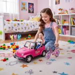 Muñeca Bryana con Jeep Rosa, Bicicleta y Perritos