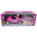 Muñeca Bryana con Jeep Rosa, Bicicleta y Perritos