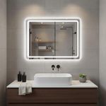Espejo LED Rectangular 80 x 60 cm con Luz Táctil