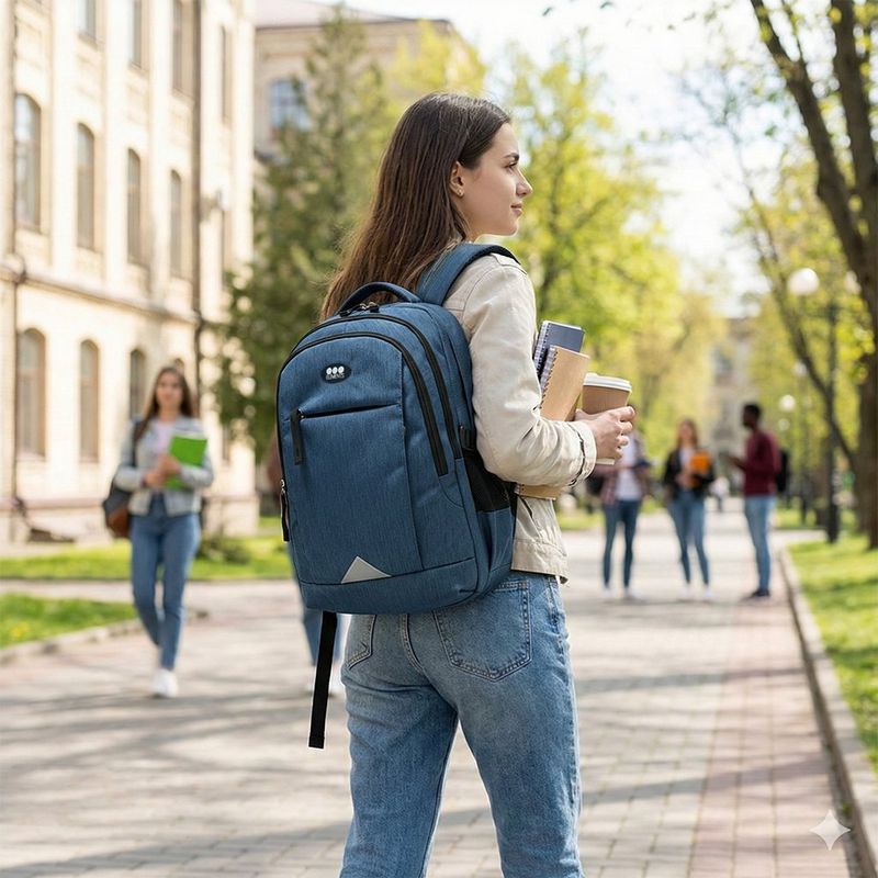 Mochila Moderna y Funcional Azul Oscuro