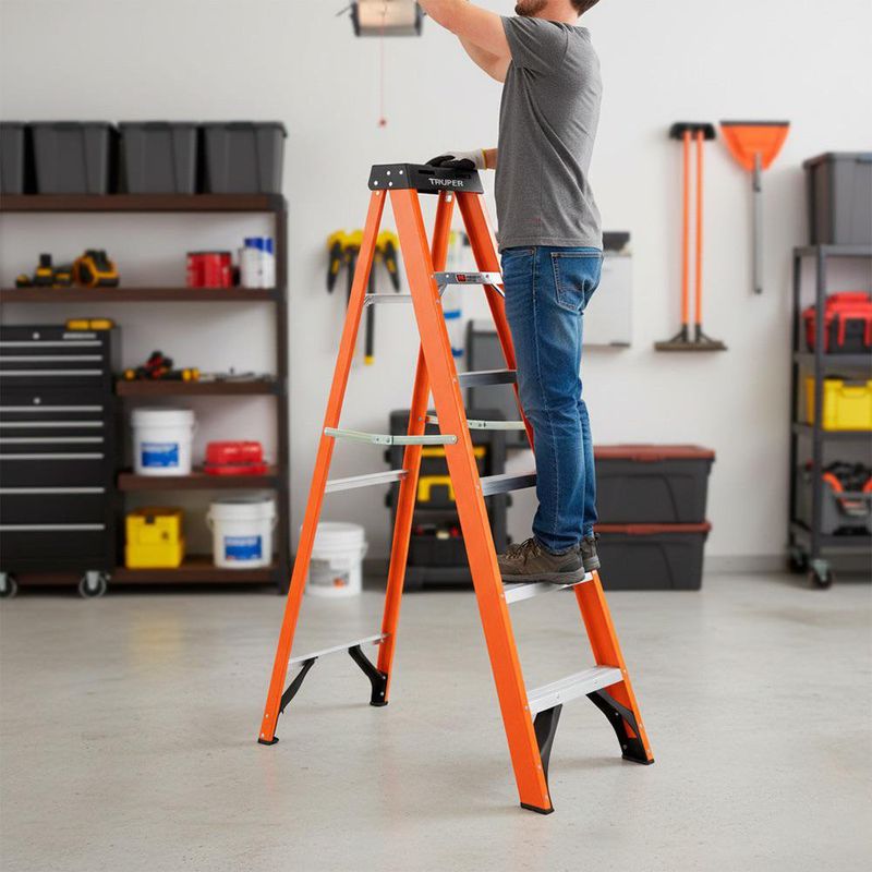 Escalera de Tijera de Fibra de Vidrio 5 Peldaños Capacidad 175 kg