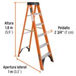 Escalera de Tijera de Fibra de Vidrio 5 Peldaños Capacidad 175 kg