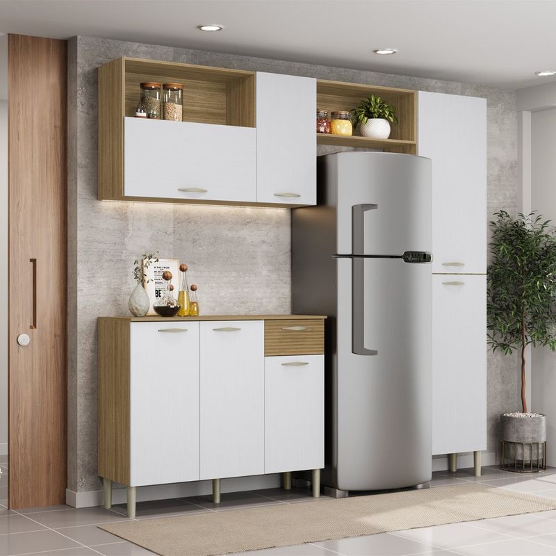 Cocina Compacta Diamante con Alacena y Gabinete 198 x 206 x 36 cm Color Blanco