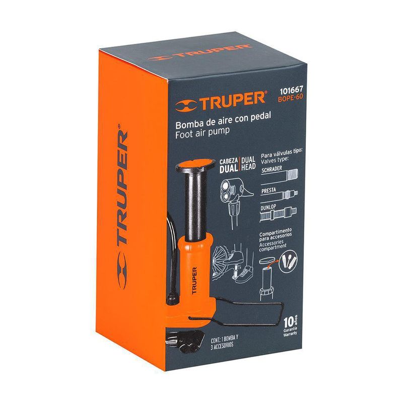 Bomba Para Inflar De Pedal - Truper