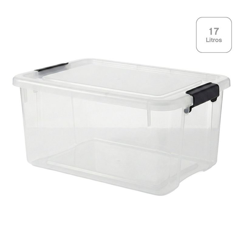 Caja Organizadora Ultra con Clip 17 L Transparente con Tapa Blanca