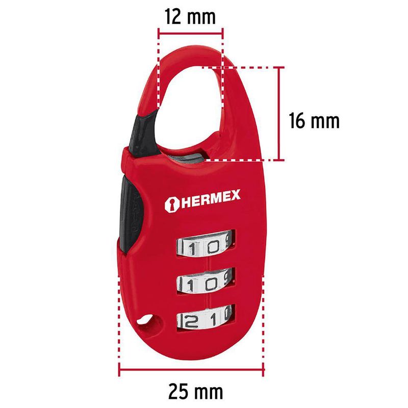 Candado de Acero con Combinación de 25 Mm
