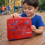 Lonchera Infantil Fútbol con Divisiones y Cubiertos Azul y Rojo