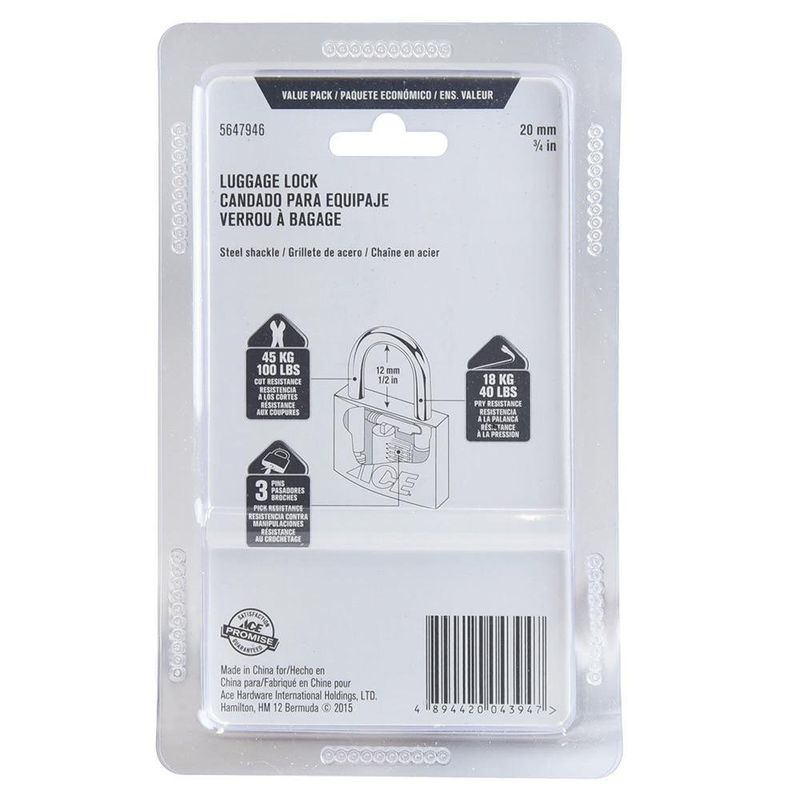 Set de 2 Candados Latón 20 Mm para Equipaje