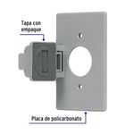Placa Simple Tomacorriente Exterior Standard Gris