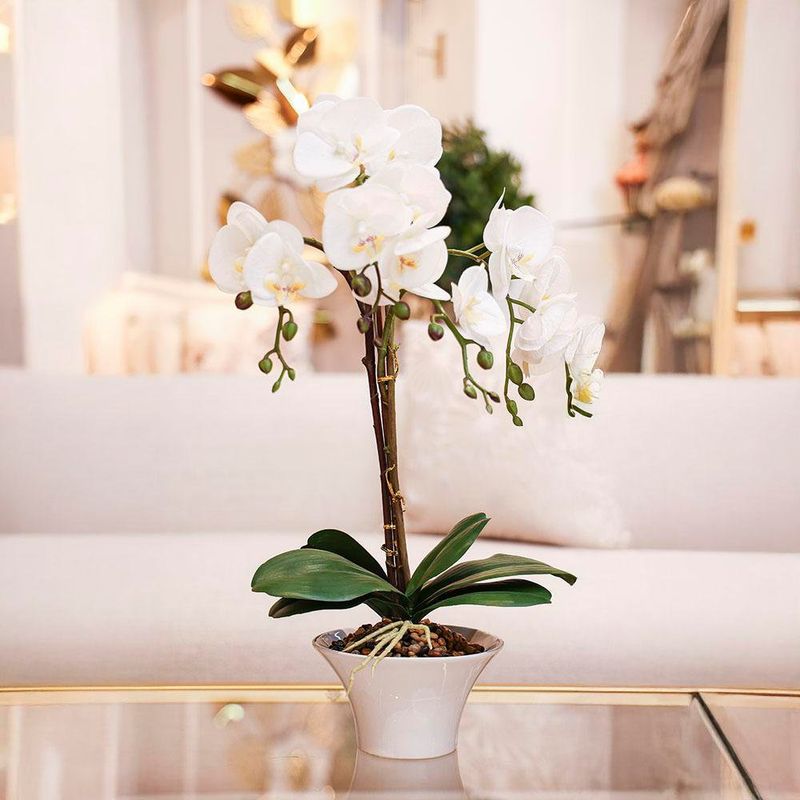 Orquídea Blanca Artificial en Maceta Blanca