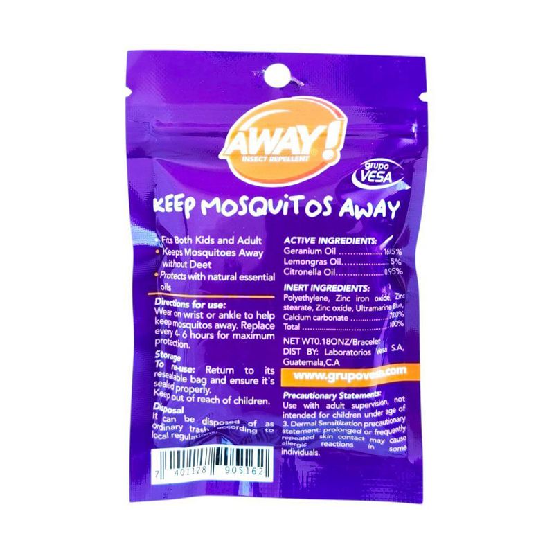 Brazalete Repelente de Mosquitos para Niños Away