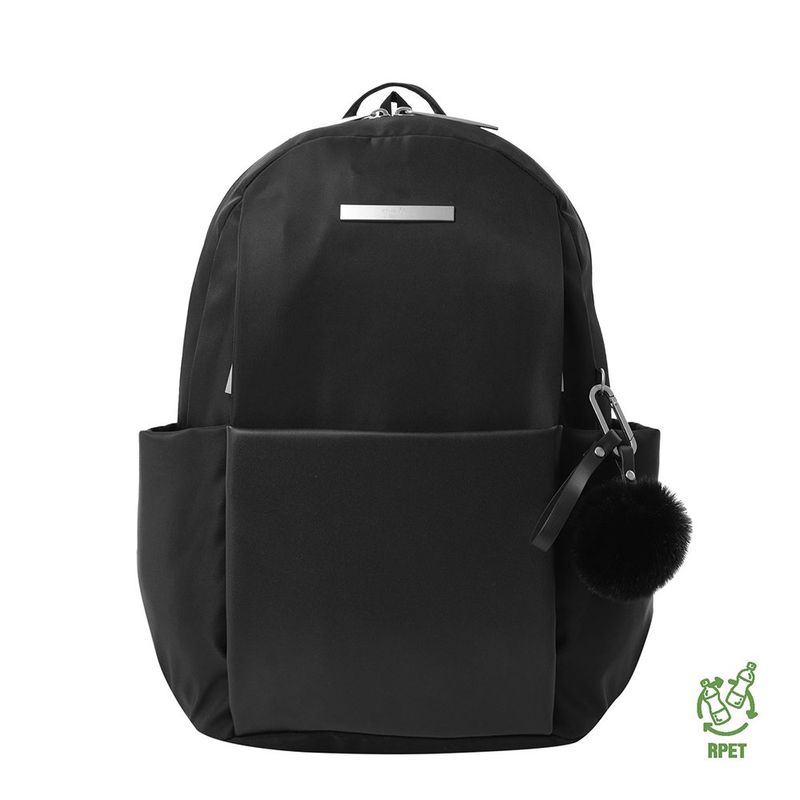 Mochila Adelaide Negra con Bolsillo Frontal y Llavero
