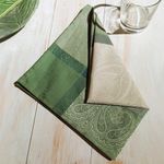 Servilleta de Tela Cuadrada Verde y Beige 47 x 47 Cm