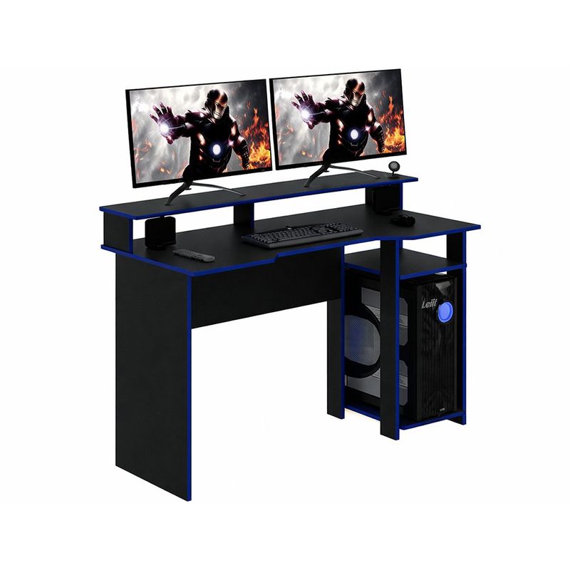 Escritorio Gamer Negro con Azul de 136 x 60 x 89.5 Cm