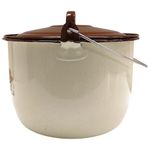 Olla Convexa de Peltre Color Crema Jaspeada con Café y Flores de 22 Cm