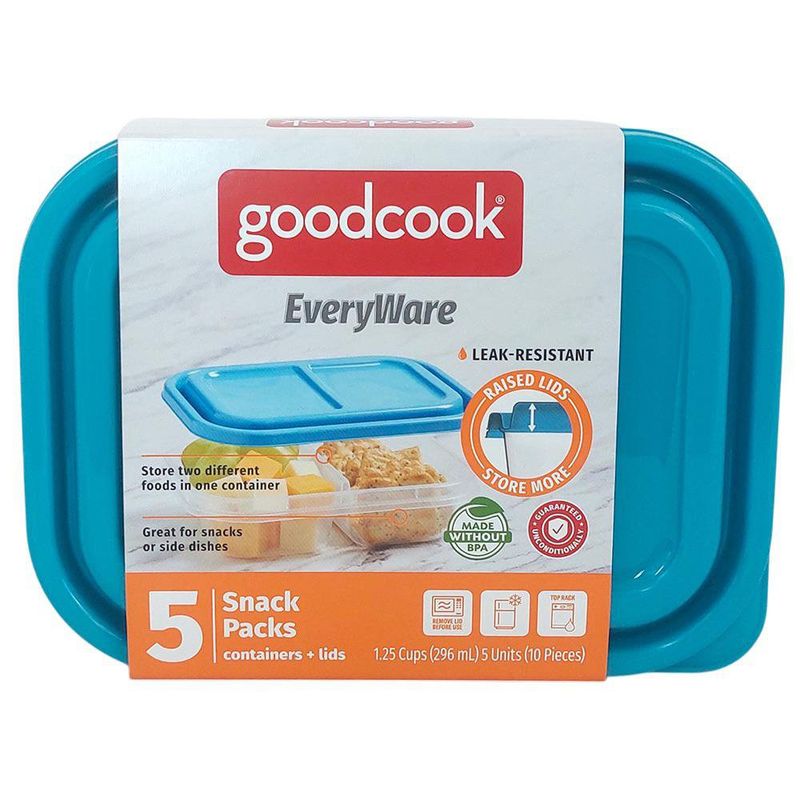 Set de 5 Recipientes Antiderrame con 2 Divisiones