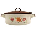 Budinera Recta Color Crema Jaspeada con Café y Flores de 22 Cm