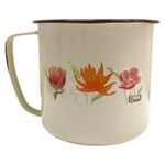 Vaso Recto Decorado de 14 Cm Color Crema Jaspeada con Café