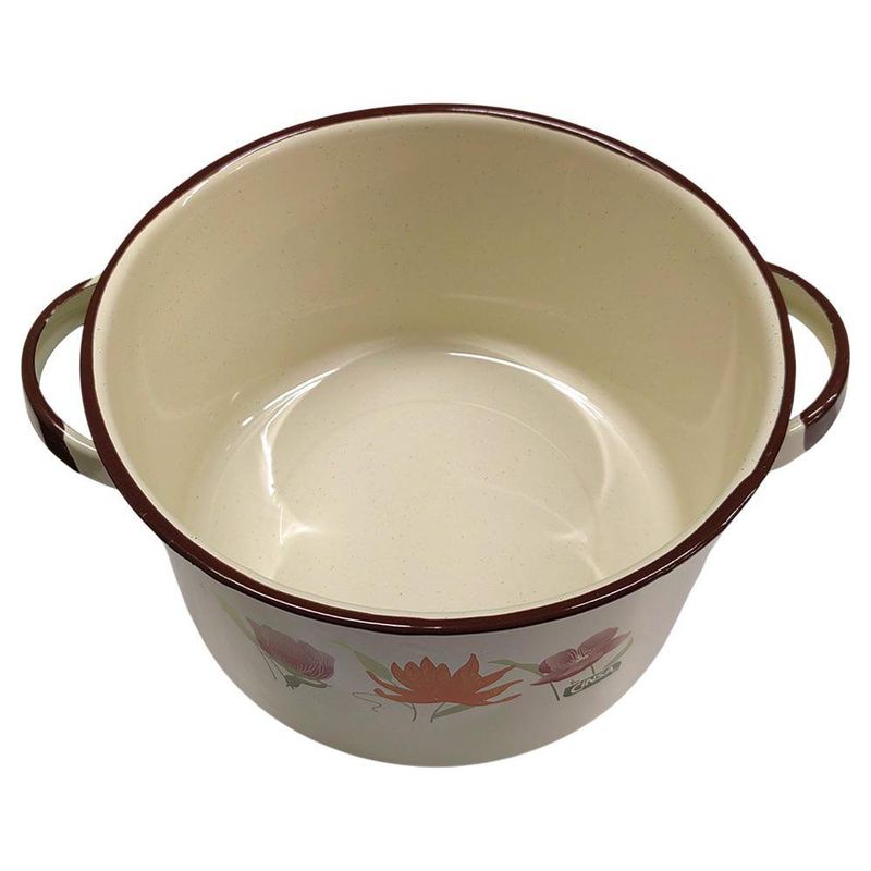 Olla Recta Decorada de 22 Cm Color Crema Jaspeada con Café