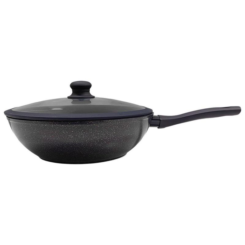 Sartén Wok de 30 cm con Tapa Antiadherente Marble Azul Sara Ita
