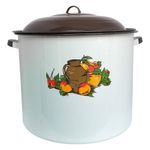 Olla Recta No. 42 Tipo Peltre Alta Capacidad Decorado Tropical con Filo Café Color Crema