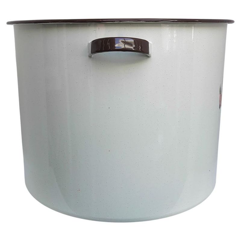 Olla Recta No. 42 Tipo Peltre Alta Capacidad Decorado Tropical con Filo Café Color Crema