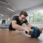 Rueda Abdominal Doble para Entrenamiento con Agarre Antideslizante Color Azul