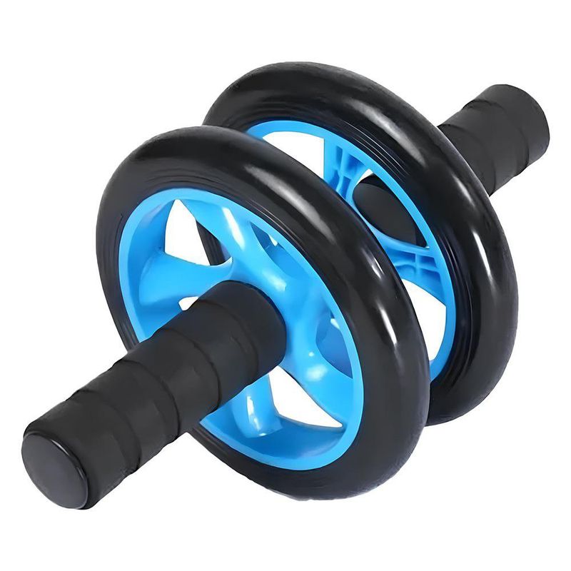 Rueda Abdominal Doble para Entrenamiento con Agarre Antideslizante Color Azul