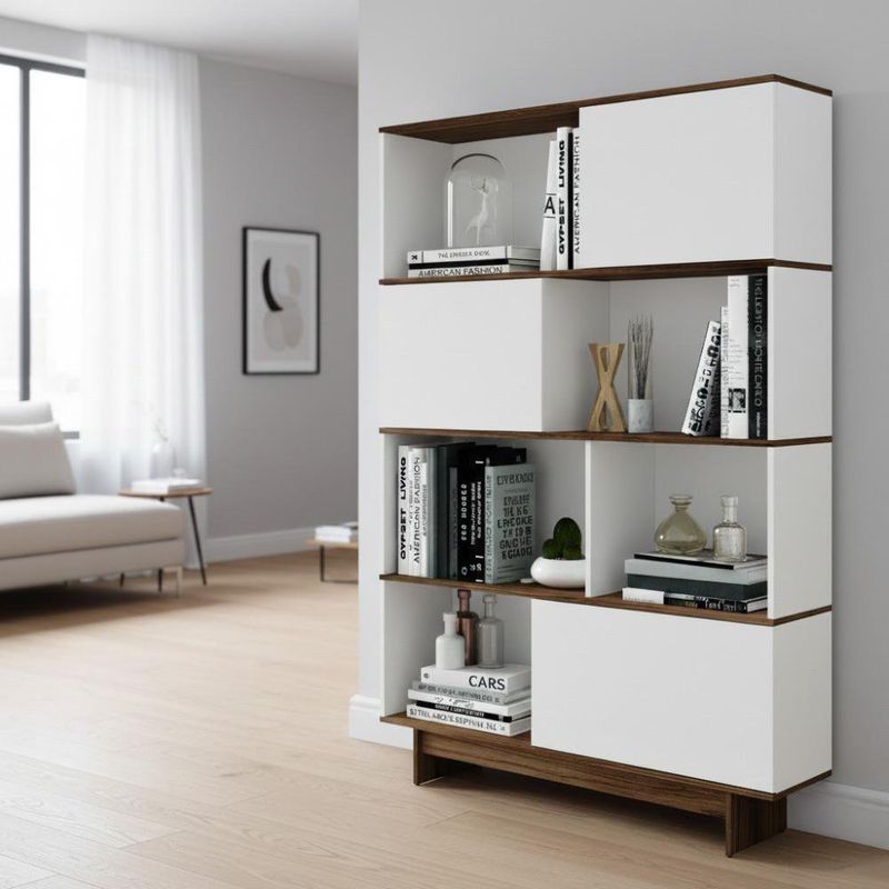 Librera Richmond con 3 Puertas Color Blanco y Café