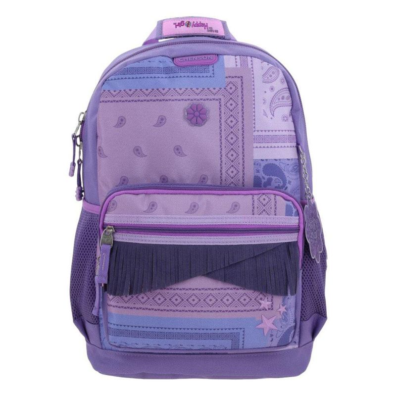 Mochila Escolar Happy Girl Lila con Flecos y Diseño Floral