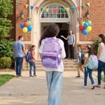 Mochila Escolar Happy Girl Lila con Flecos y Diseño Floral