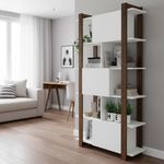 Librera Zúrich con 3 Puertas Color Blanco con Café