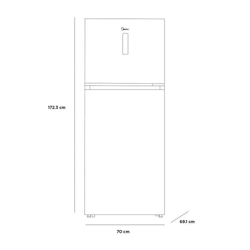 Refrigerador Top Mount Midea 15 pie³ Inverter Quattro Bru Steel