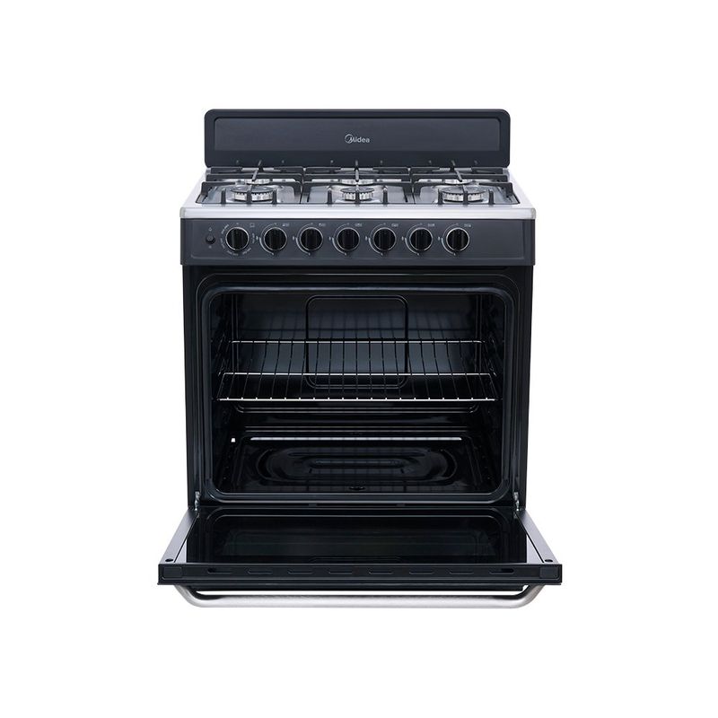 Estufa Midea a Gas de 30 plg con 6 Quemadores Rotary Flame Color Negro