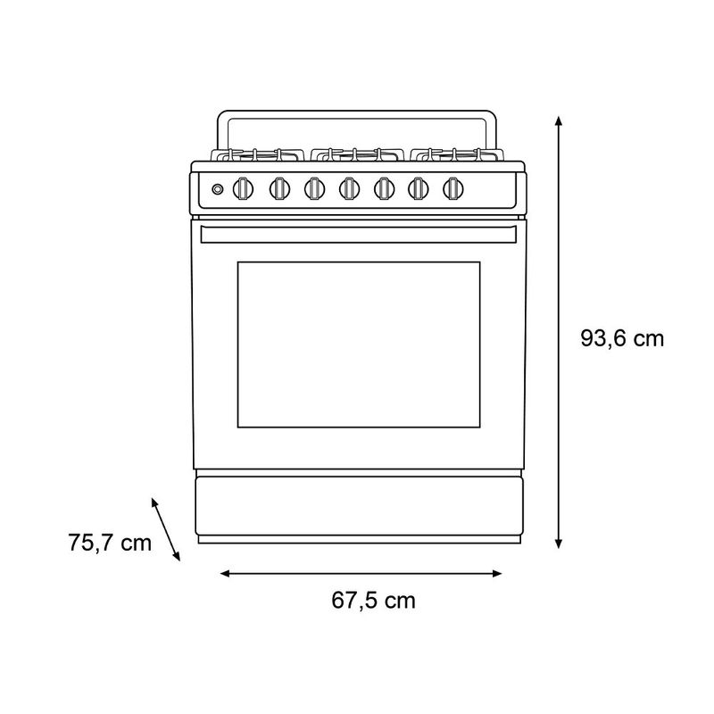 Estufa Midea a Gas de 30 plg con 6 Quemadores Rotary Flame Color Negro