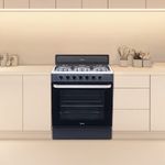 Estufa Midea a Gas de 30 plg con 6 Quemadores Rotary Flame Color Negro