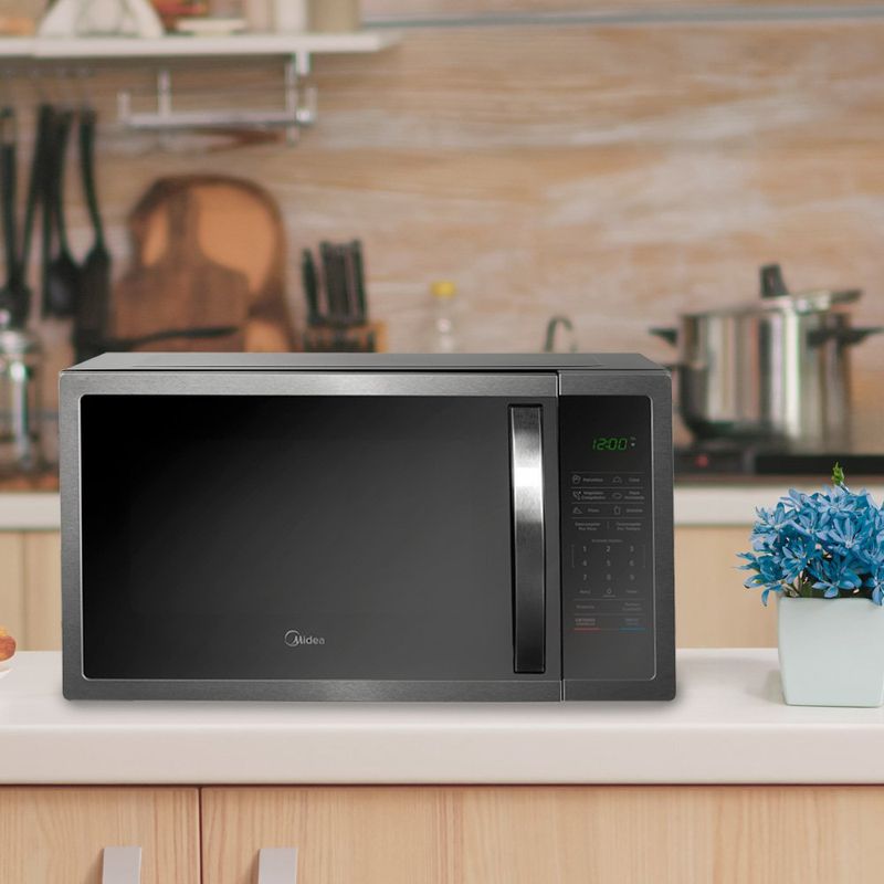 Microondas Midea de 1.6 Pies Cúbicos 45 L Color Negro Espejado